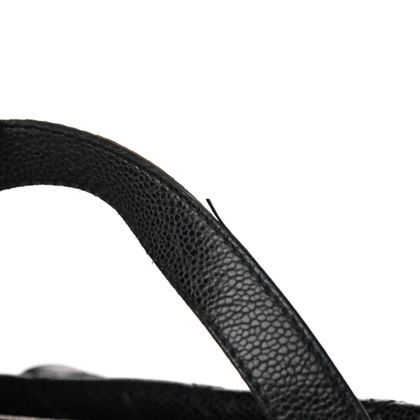 Crumpled Grained Calfskin Quilted CC Crave Tote Black