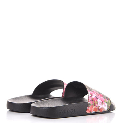 Gucci GG Supreme Monogram Blooms Slide Sandals 37 Beige Multicolor 4 of 10
