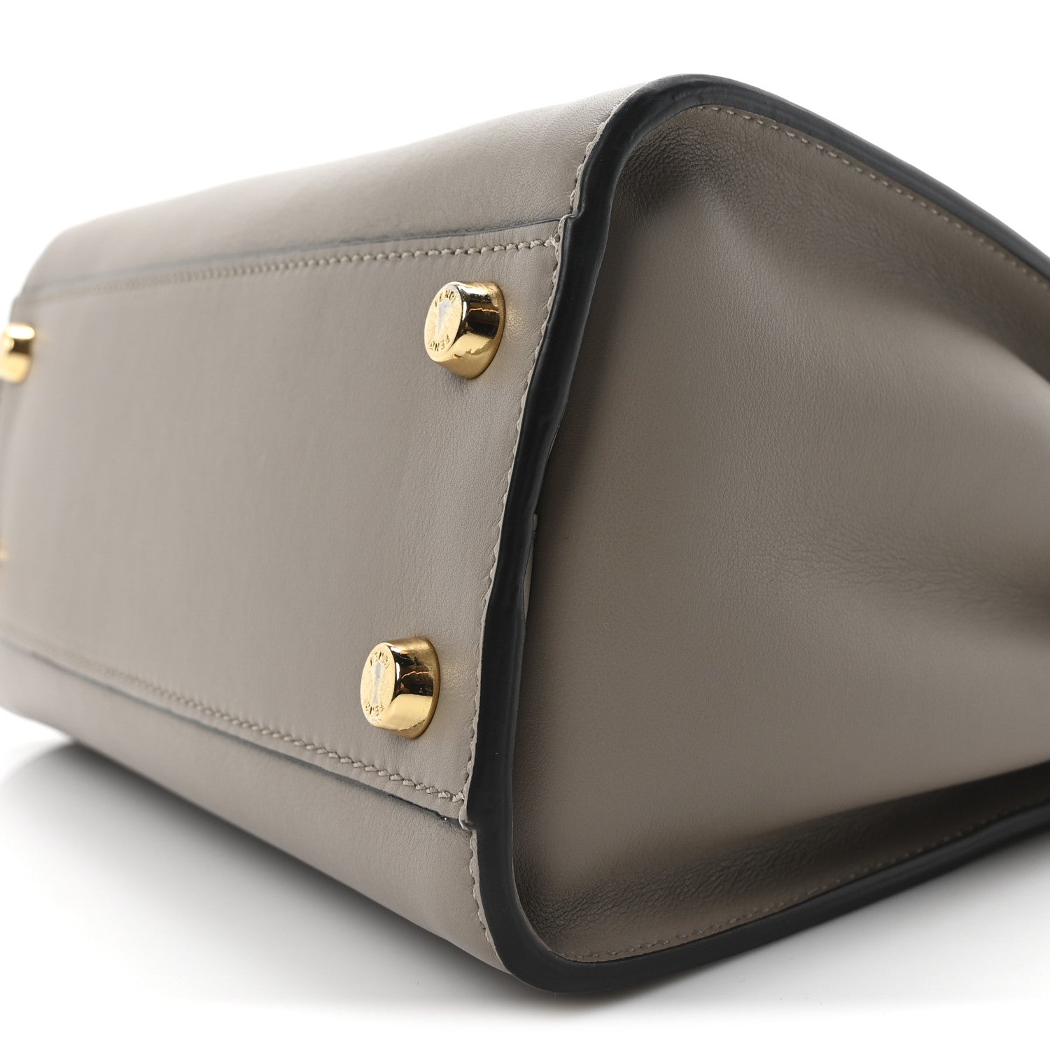 Fendi Vitello Tahiti Burro Medium Peekaboo Iconic Essentially Satchel Tortora Black 9 of 9