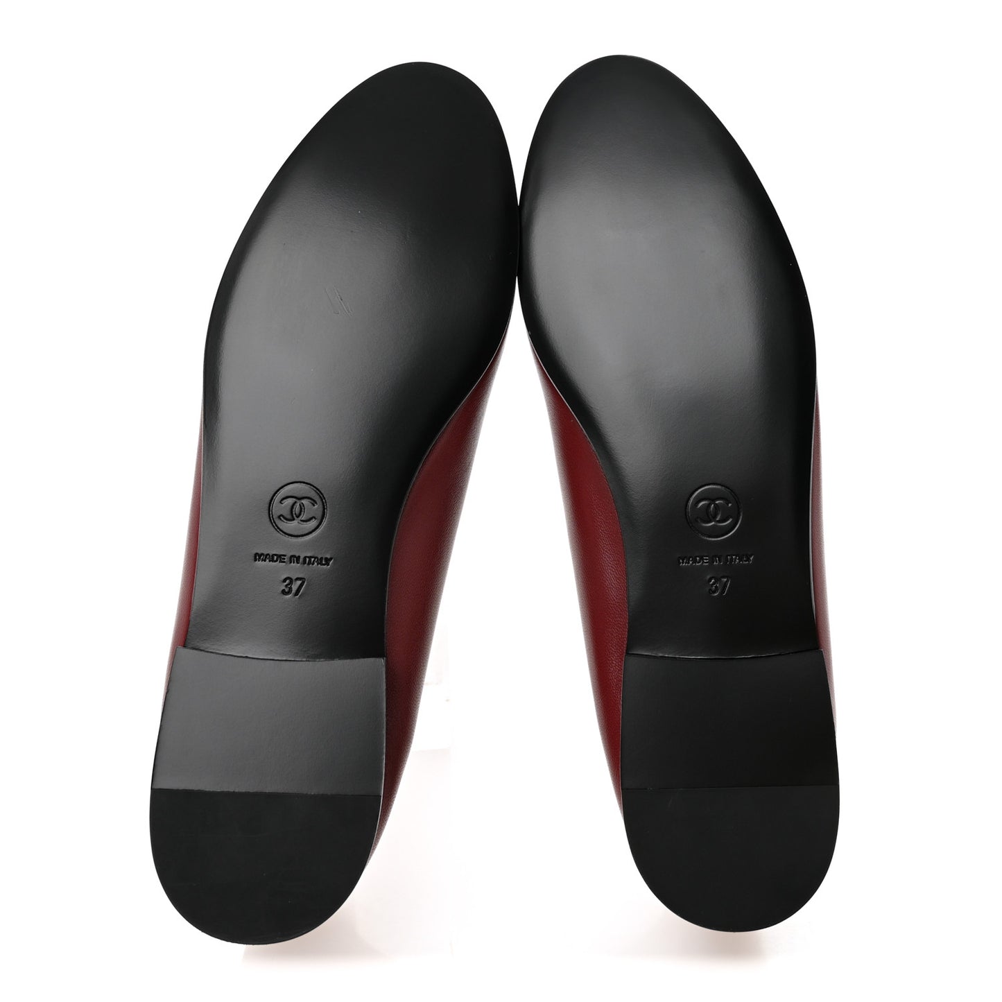 Lambskin Cap Toe CC Ballerina Flats 37 Burgundy Black
