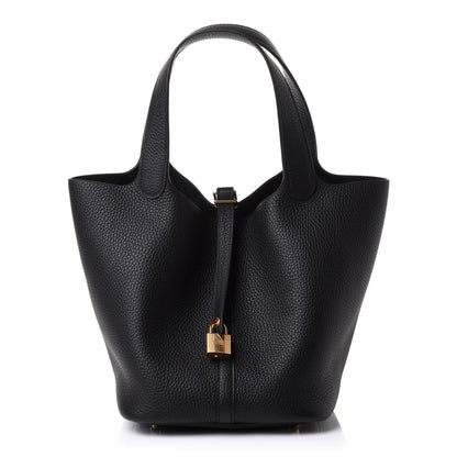 Hermes Taurillon Clemence Picotin Lock 22 MM Black 1 of 9