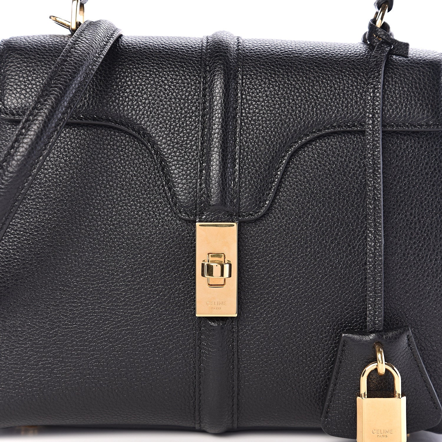 Celine Grained Calfskin Small 16 Top Handle Bag Black 9 of 9
