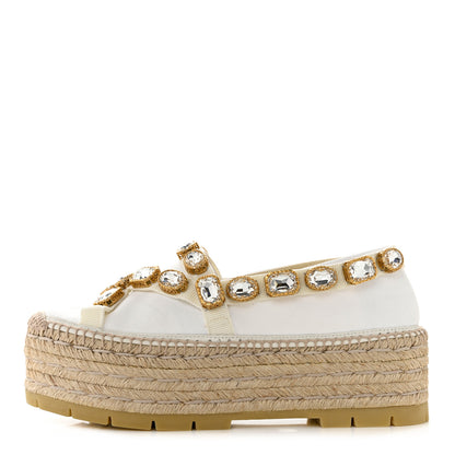Gucci Canvas Crystal Embellished Platform Espadrilles 37 Great White 1 of 9