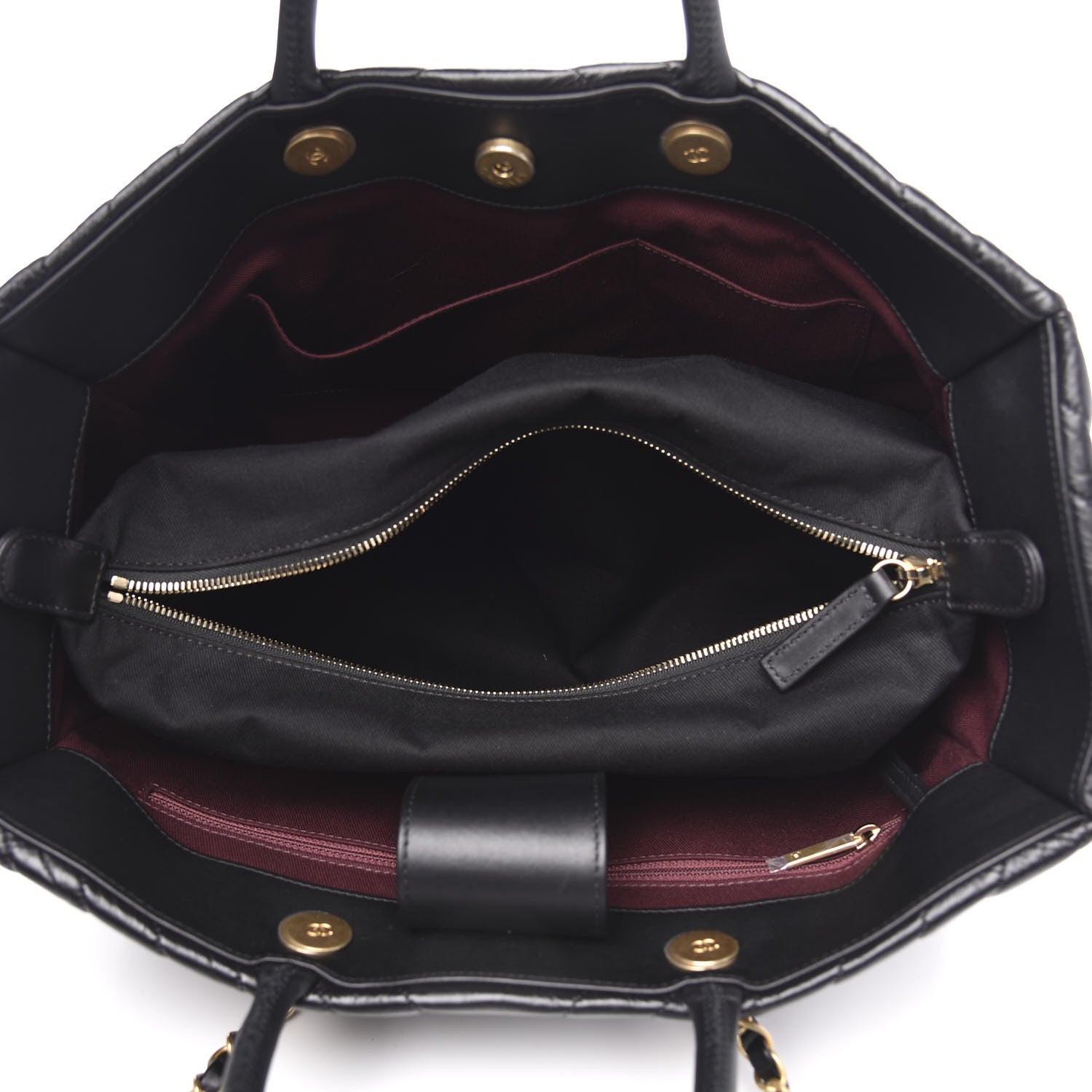 Chanel Aged Calfskin Chevron Large Coco Handle Shopping Tote Black 12 of 13