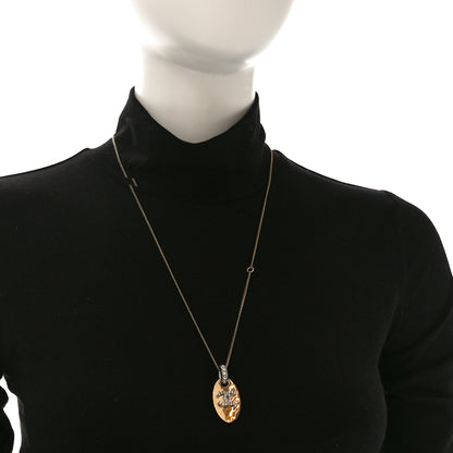 Chanel Crystal CC Oval Tag Pendant Necklace Gold 2 of 4