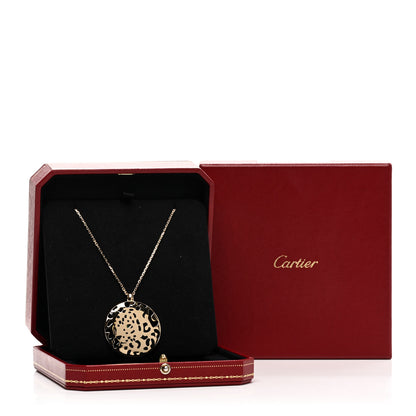Cartier 18K Yellow Gold Tsavorite Black Lacquer Panthere De Cartier Round Pendant Necklace 5 of 5