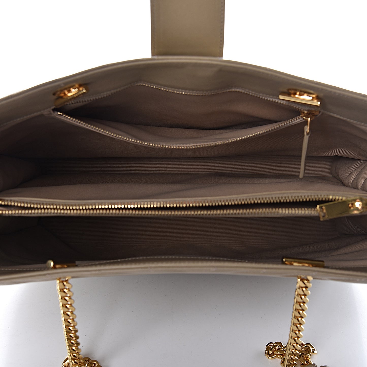 Lambskin Matelasse Chevron Monogram Shopping Bag Dark Beige
