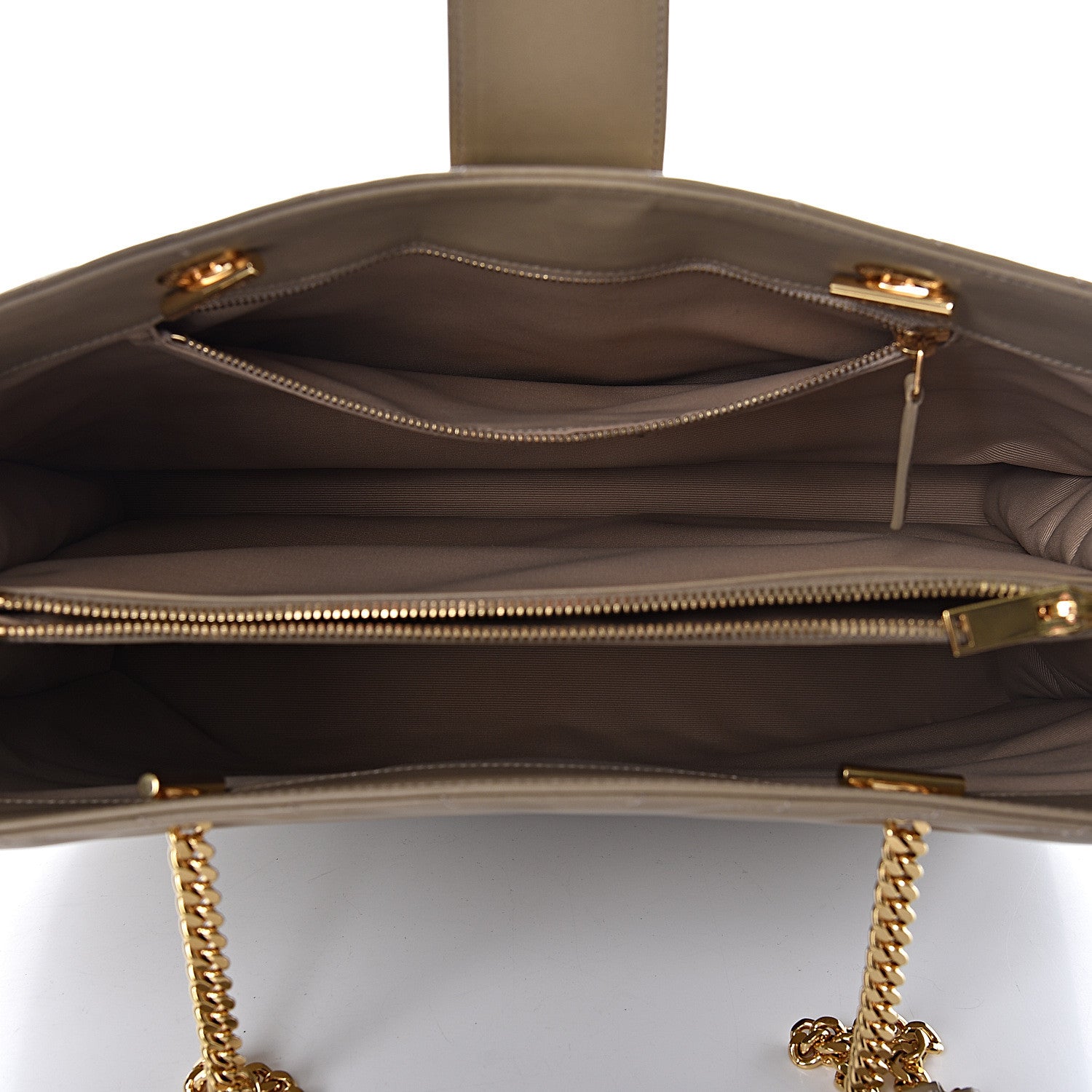 Saint Laurent Lambskin Matelasse Chevron Monogram Shopping Bag Dark Beige 5 of 10
