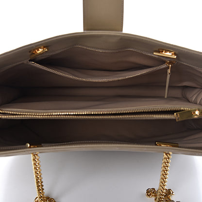 Saint Laurent Lambskin Matelasse Chevron Monogram Shopping Bag Dark Beige 5 of 10
