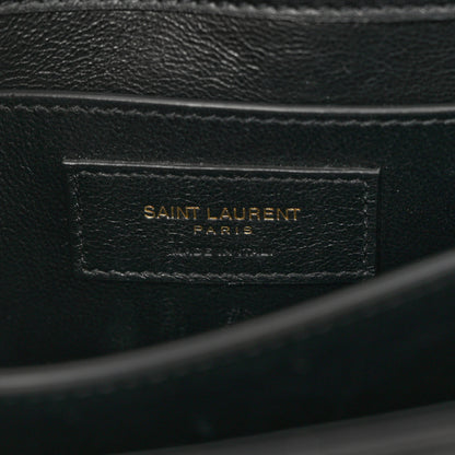 Saint Laurent Raffia Calfskin Mini Classic Monogram Cassandra Top Handle Black Natural 6 of 9