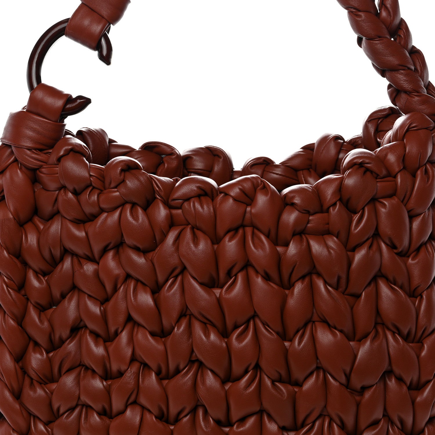 Chloe Lambskin Woven Wooden C Shoulder Bag Sepia Brown 8 of 11