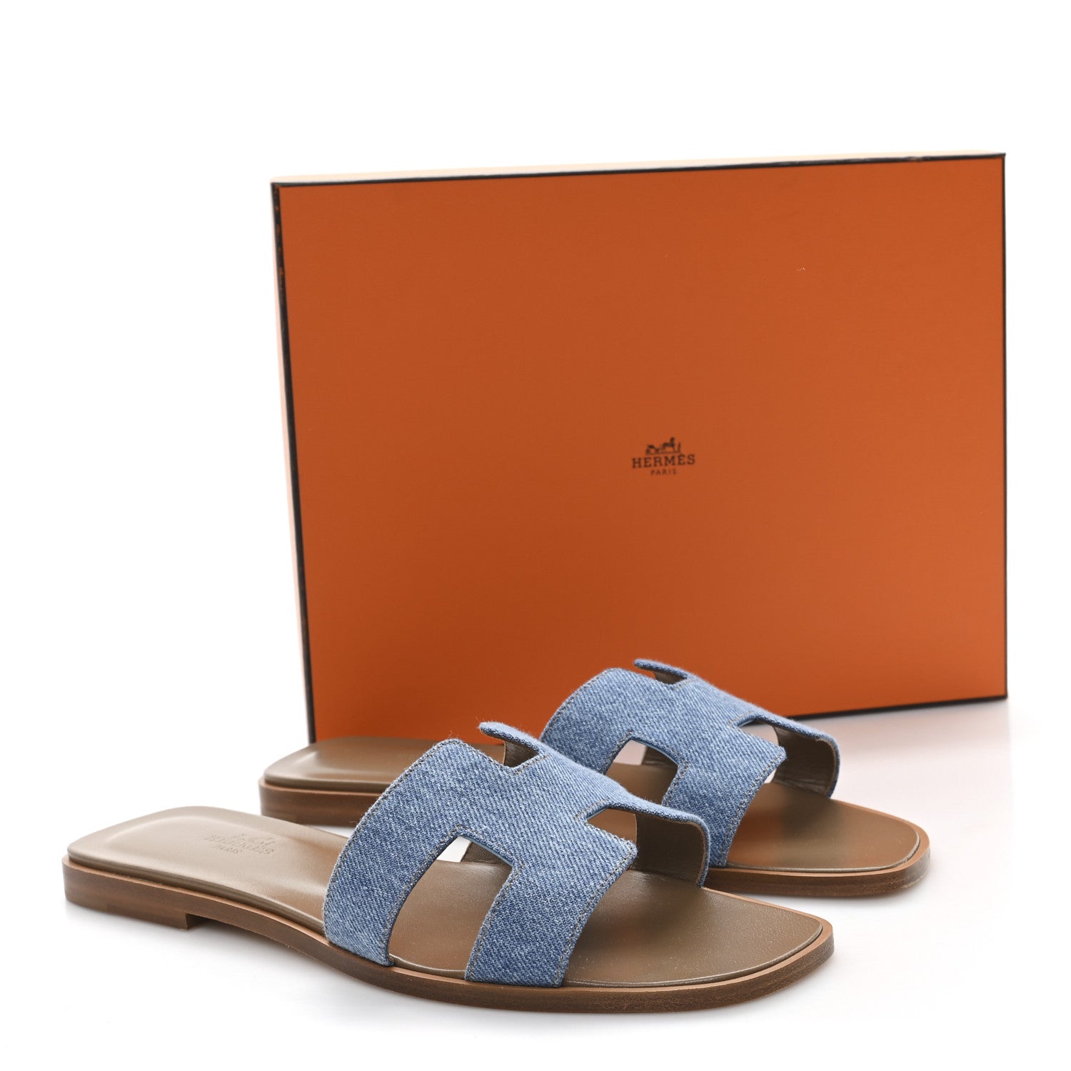 Hermes Denim Canvas Oran Sandals 39 Bleu Clair 10 of 10