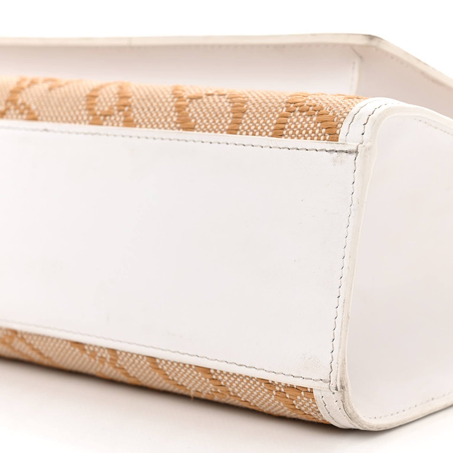 Burberry Monogram Canvas Smooth Calfskin Medium Pocket Bag White Beige 10 of 20