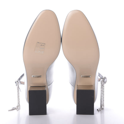 Gucci Metallic Nappa Crystal Square G Mid Heel Pumps 36 Silver 5 of 10