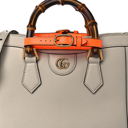 Gucci Wonka Grain Calfskin Small Diana Tote Bag Mystic White Orange Fluo 8 of 13