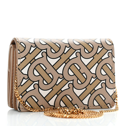 Burberry Calfskin Monogram Jessie Chain Card Case Beige 2 of 4