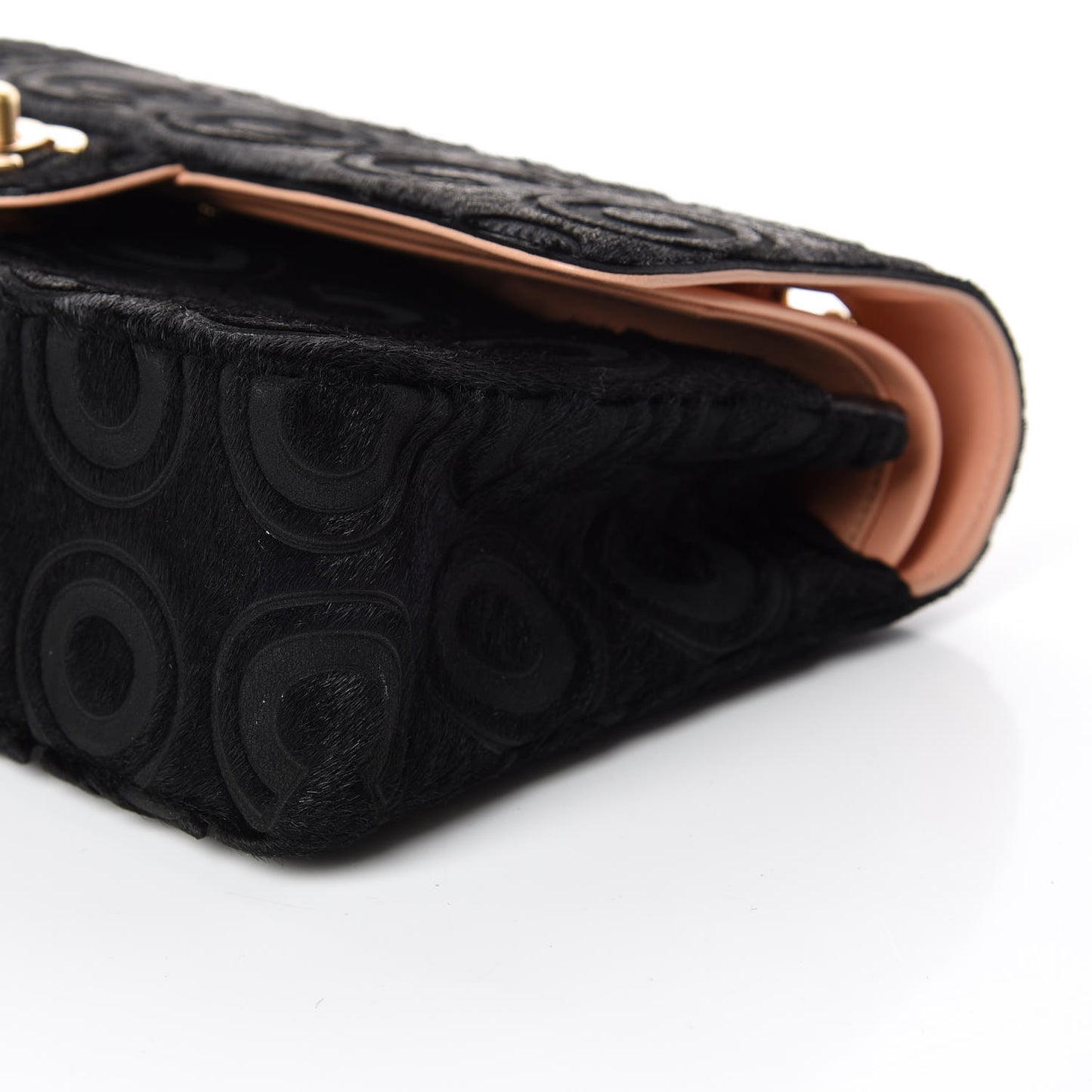 Pony Hair Medium CocoDouble Flap Black Rose