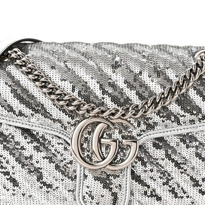 Gucci Sequin Matelasse Small GG Marmont Shoulder Bag Silver 8 of 10