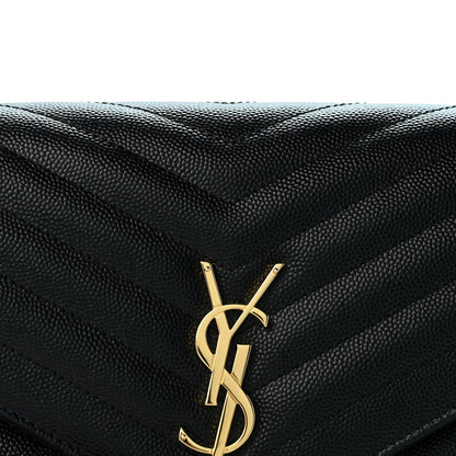 Saint Laurent Grain De Poudre Matelasse Chevron Monogram Envelope Clutch Black 8 of 12