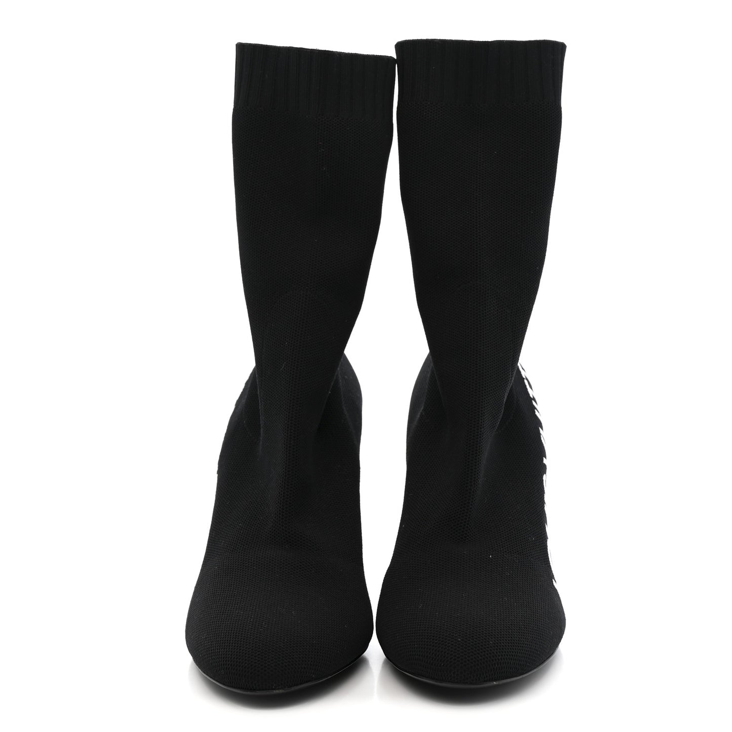 Stretch Fabric Silhouette Ankle Boots 40 Black