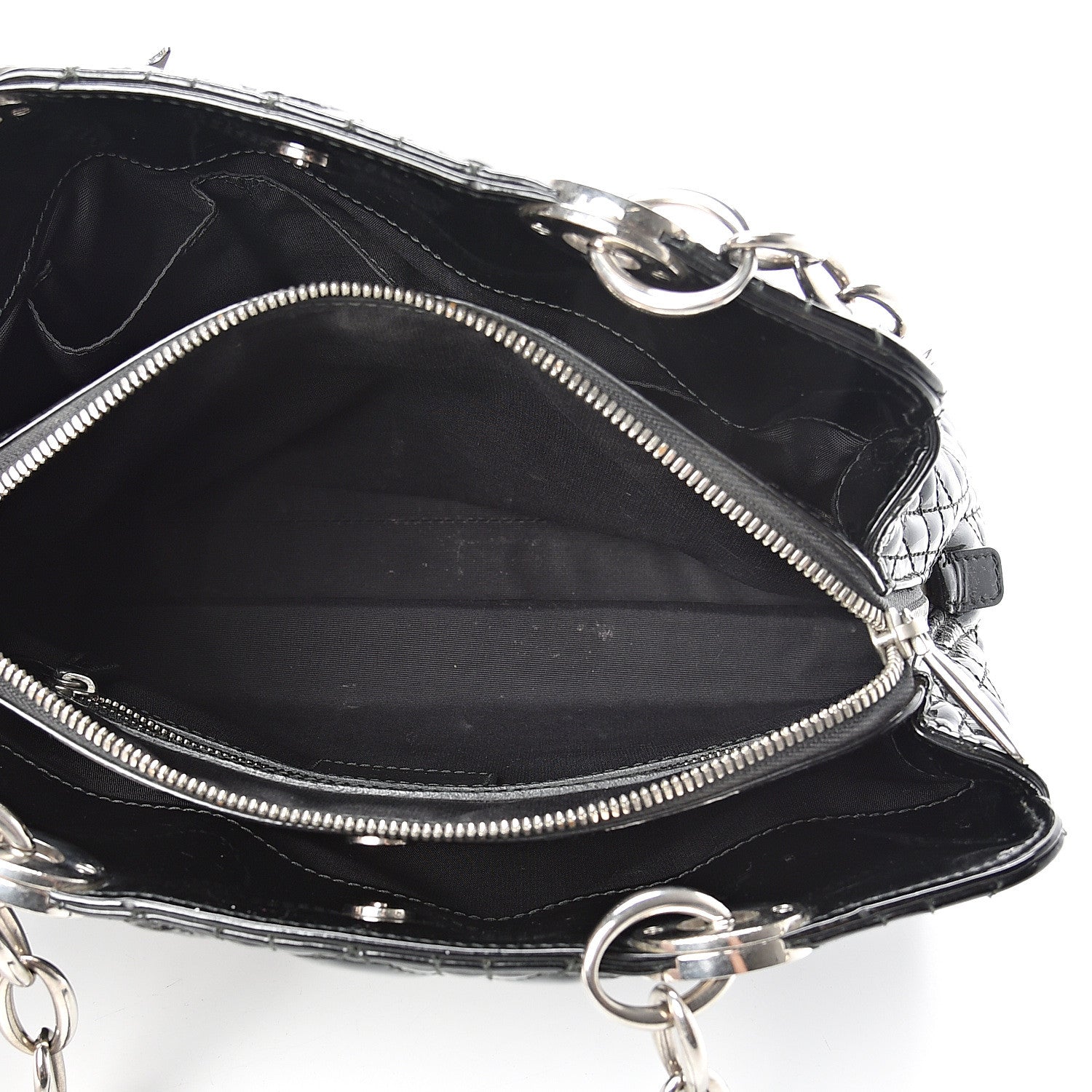 Christian Dior Patent Cannage Dior Soft Zipped Shopping Tote Black 4 of 12