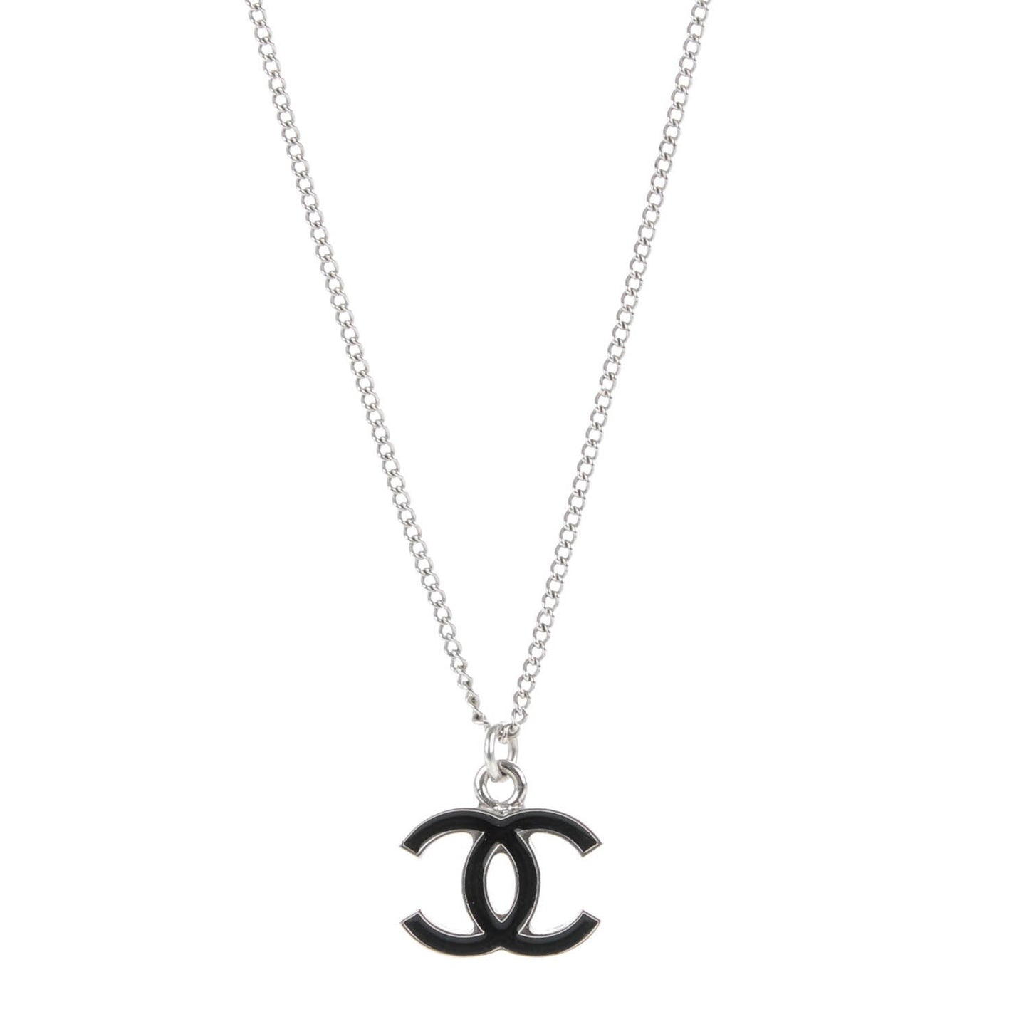 Enamel CC Necklace Black