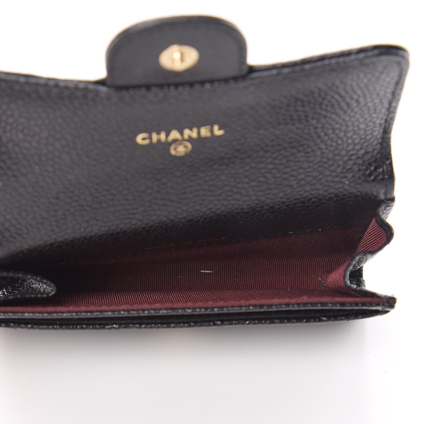 Caviar Quilted Flap Card Holder Black