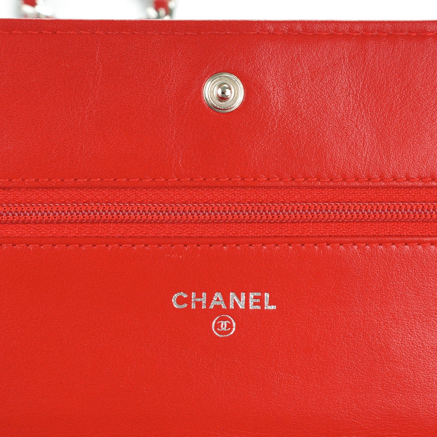 Patent Camellia Embossed Wallet On Chain WOC Dark Red