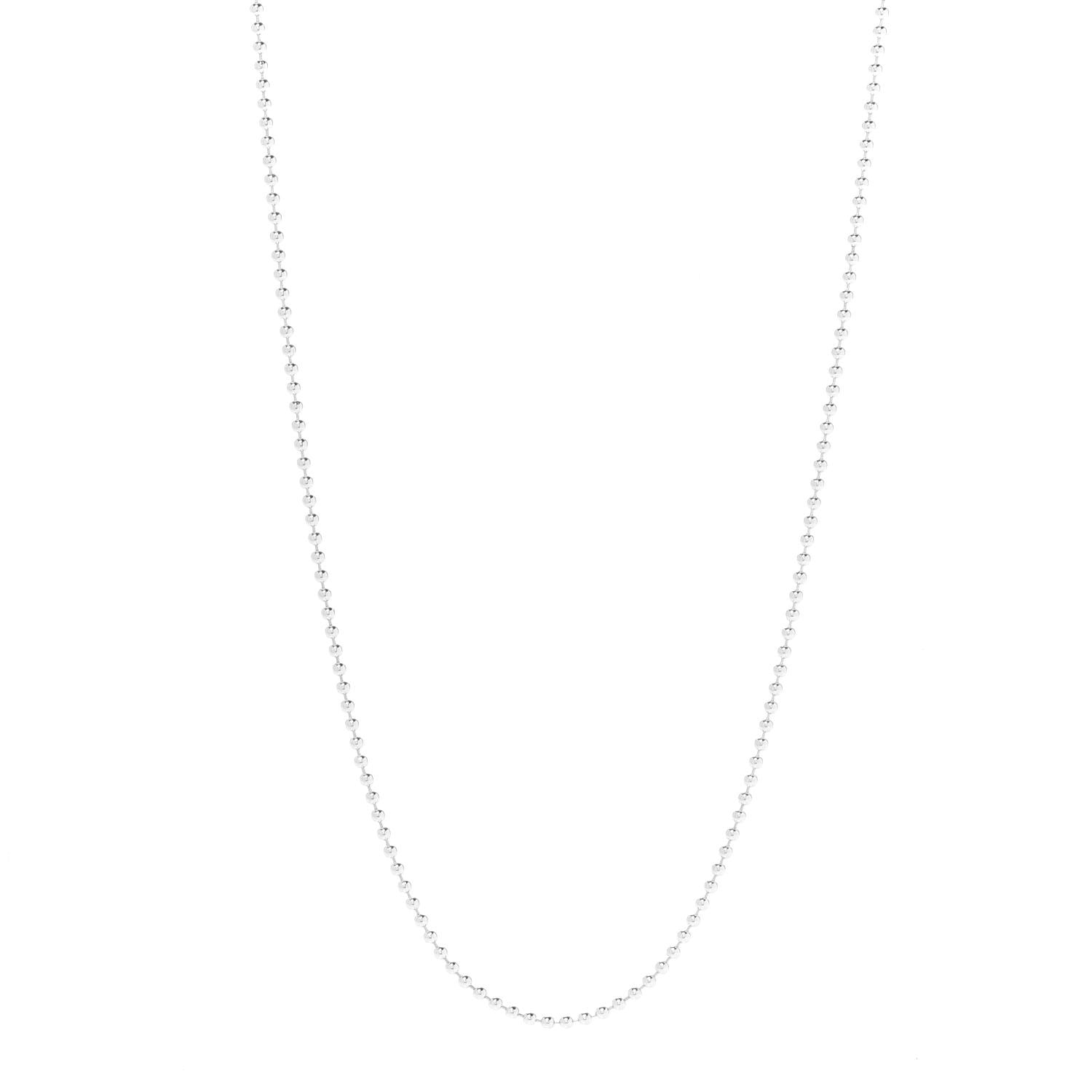 Tiffany Sterling Silver 2mm Beaded Chain Necklace 24" 1 of 6