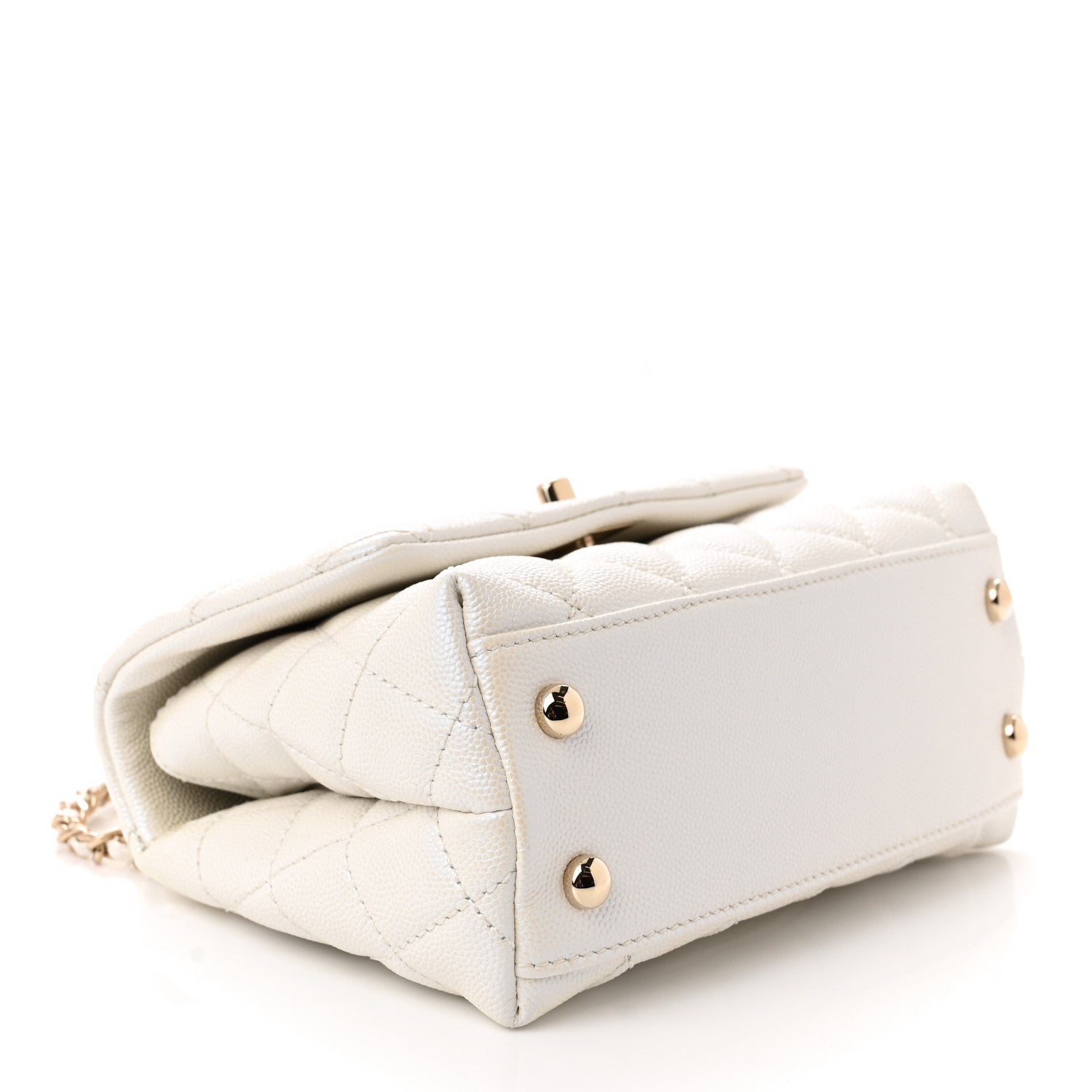Chanel Iridescent Caviar Quilted Extra Mini Coco Handle Flap White 4 of 11