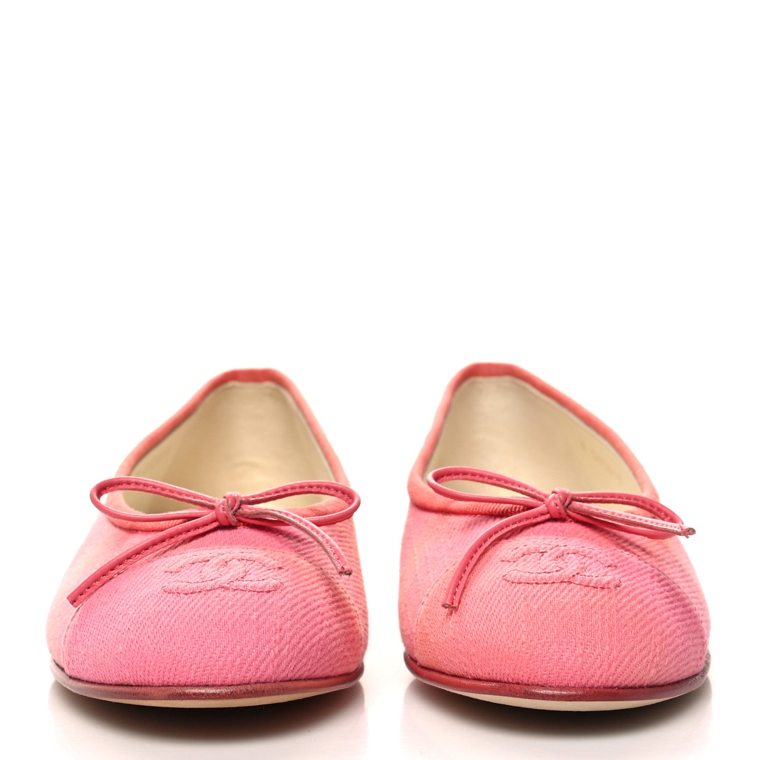 Chanel Fabric Cap Toe CC Ballerina Flats 35.5 Coral Pink Orange 2 of 8