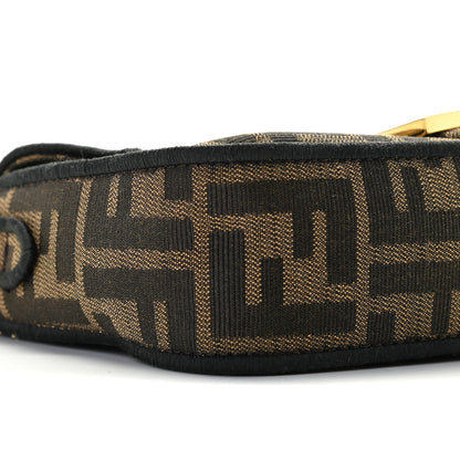 Fendi Fabric Jacquard FF 1974 Mini Baguette Tobacco Moro Black 8 of 9