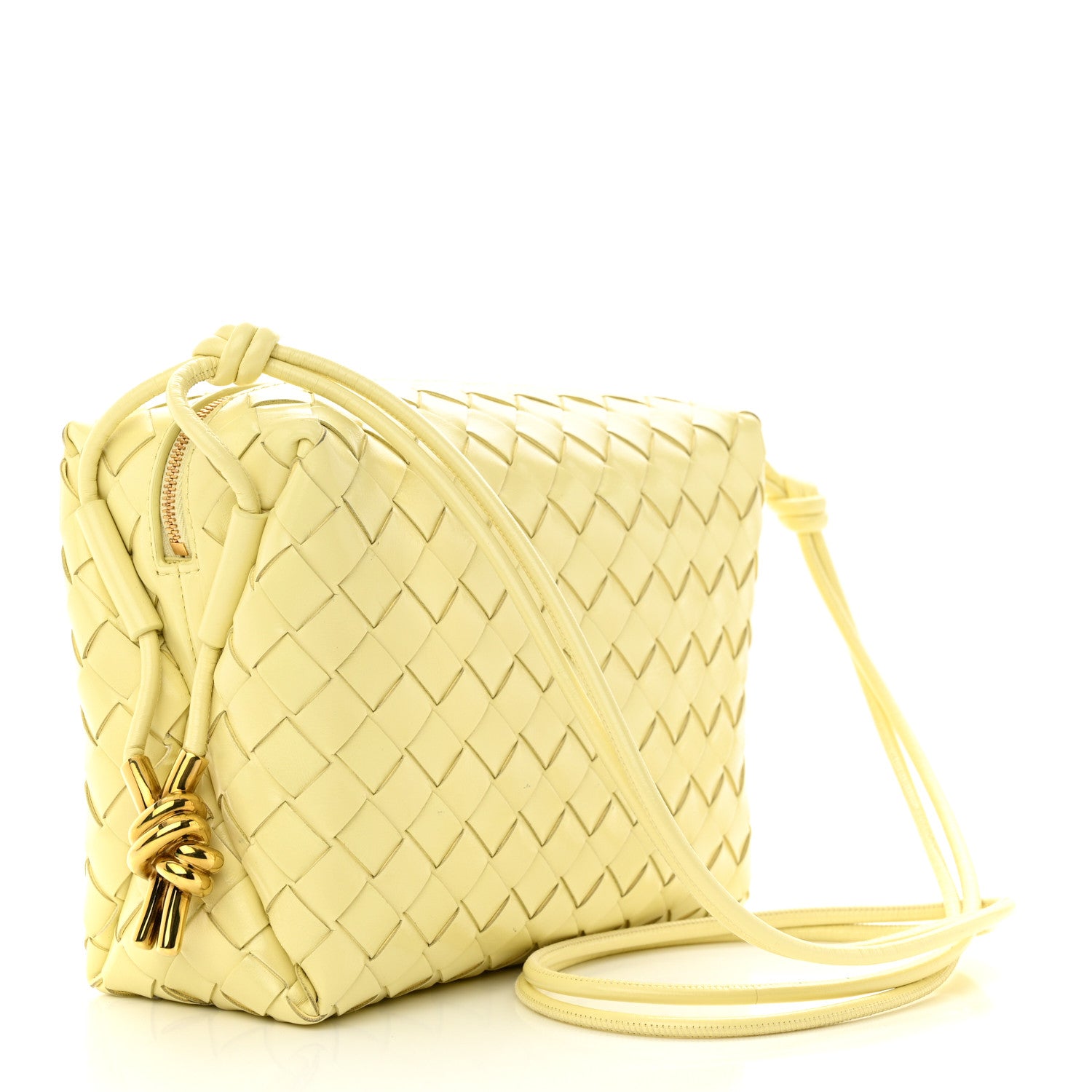 Bottega Veneta Nappa Intrecciato Metallic Knot Small Loop Crossbody Bag Ice Cream 3 of 9