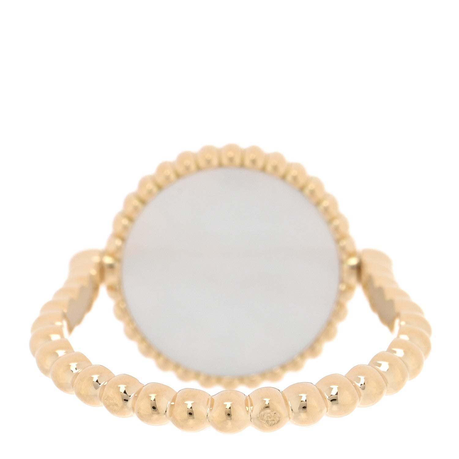 Christian Dior 18K Yellow Gold Diamond Mother of Pearl Rose Des Vents Ring 51 5.75 3 of 4