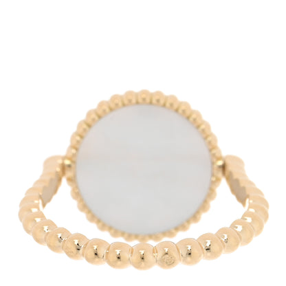 Christian Dior 18K Yellow Gold Diamond Mother of Pearl Rose Des Vents Ring 51 5.75 3 of 4