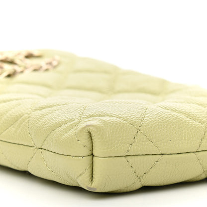 Chanel Caviar Quilted French New Wave Phone Holder With Chain Light Green 10 of 13