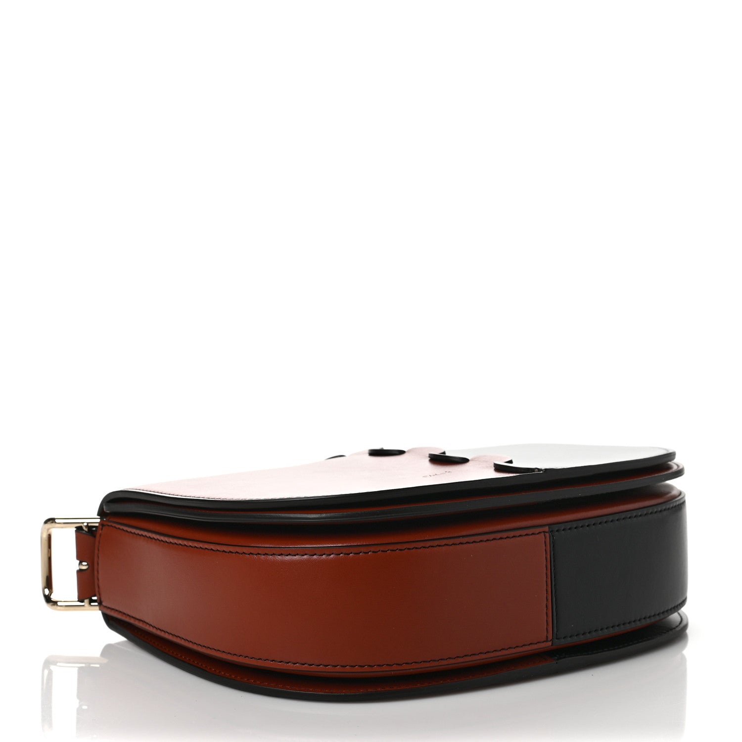 Chloe Shiny Calfskin Mia Tri-Color Saddle Bag Brown Black 3 of 7