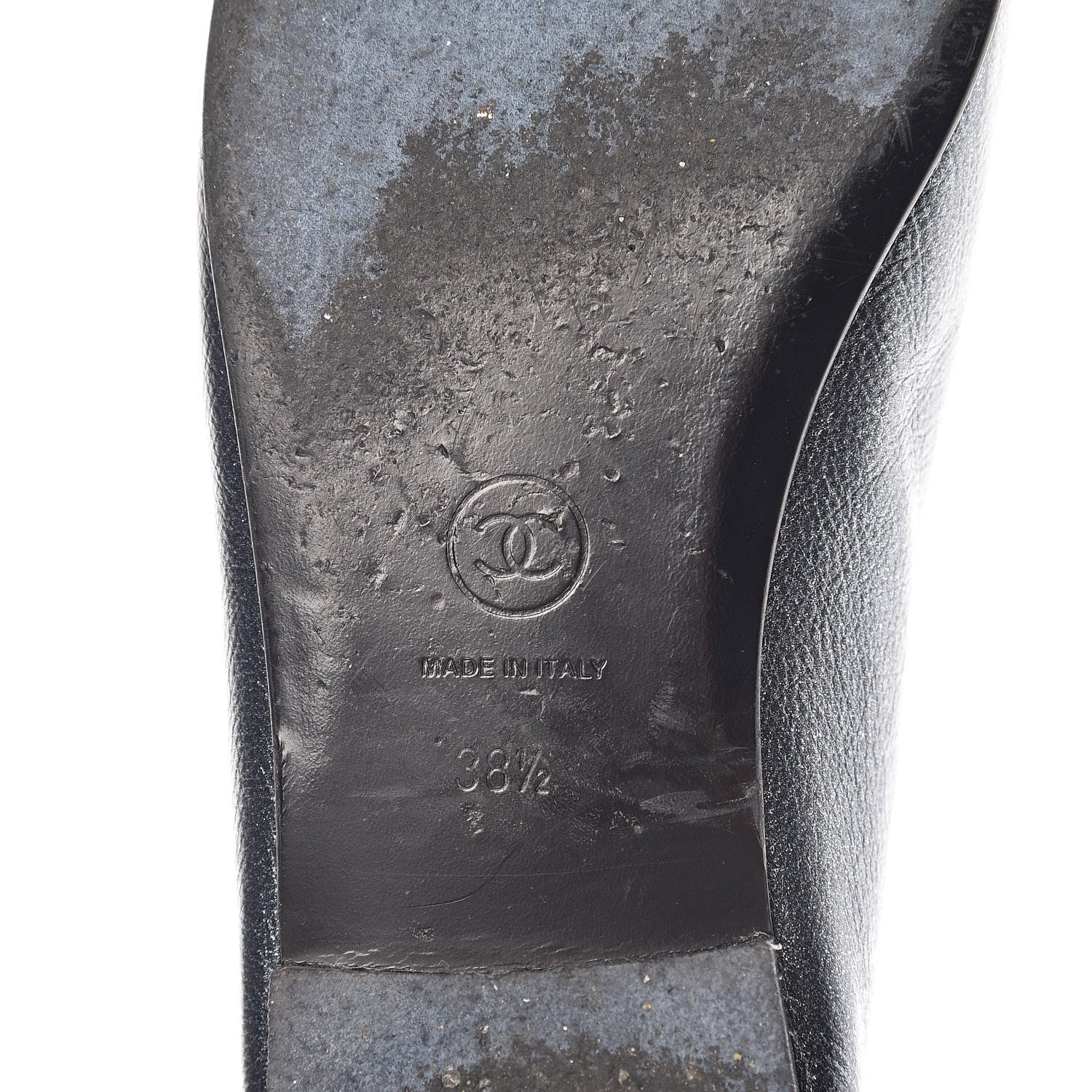 Chanel Metallic Calfskin Cap Toe CC Ballerina Flats 38.5 Silver 16 of 18
