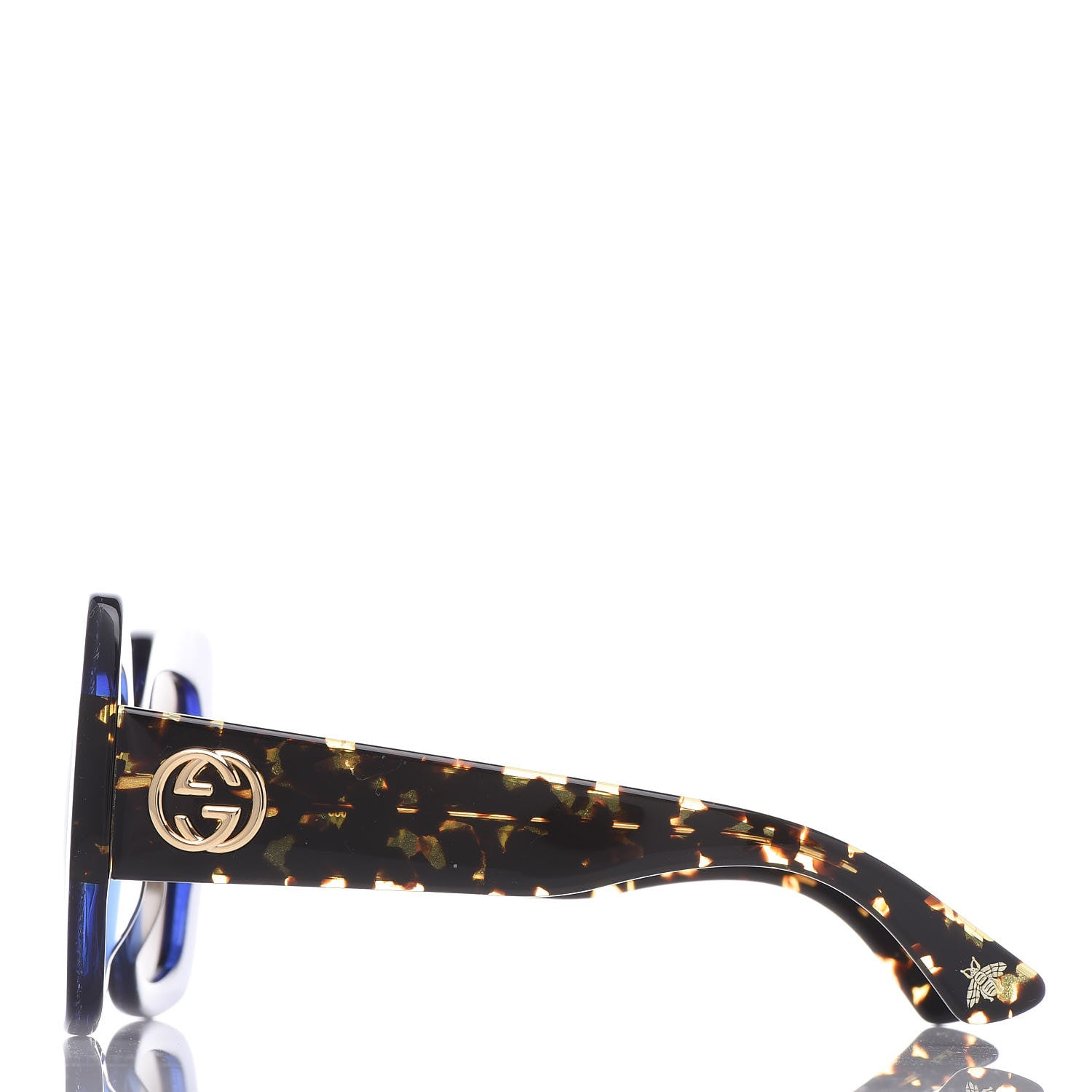 Gucci Square Frame GG0083S Sunglasses Glitter Blue Havana Brown 2 of 8