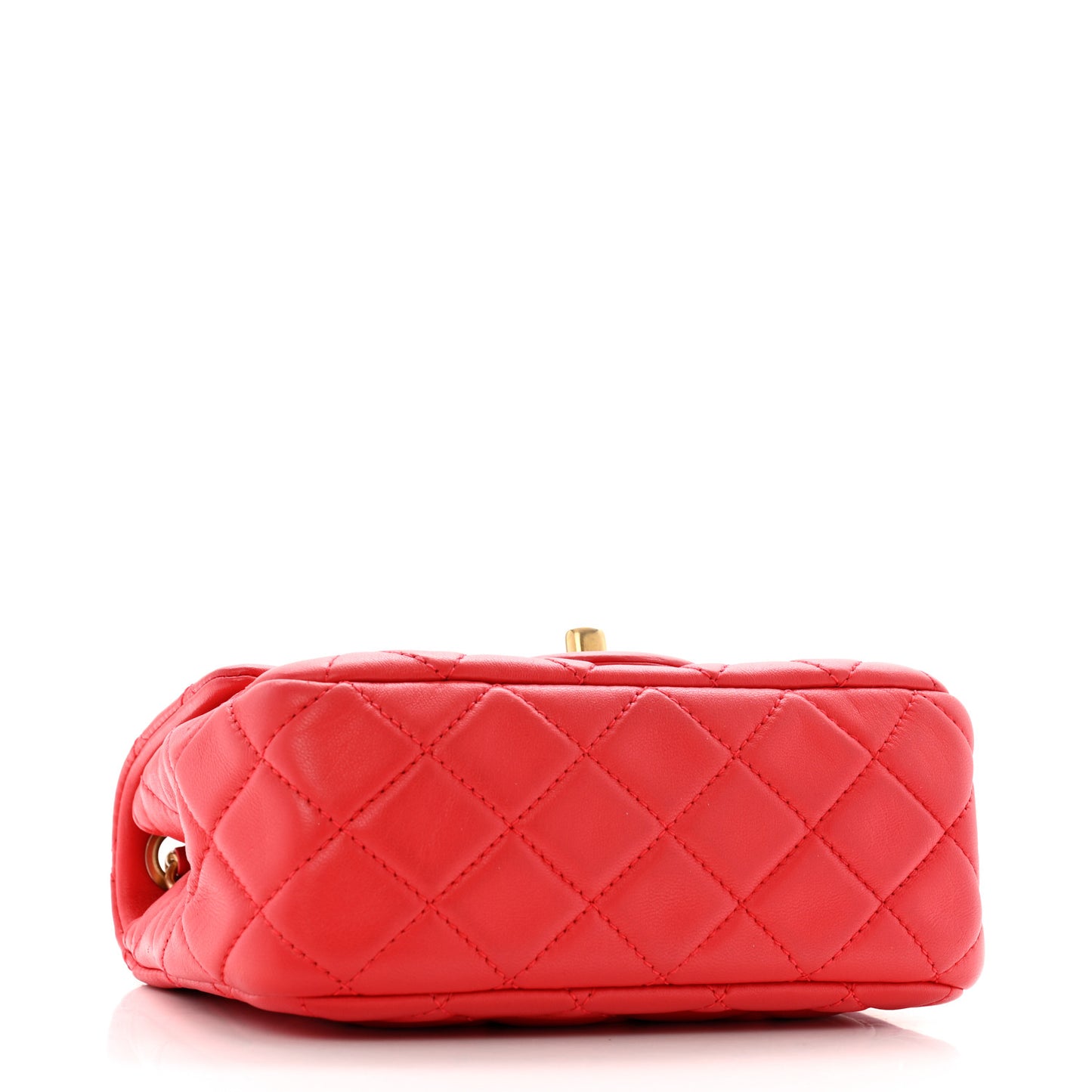 Lambskin Quilted Mini Pearl Crush Flap Red