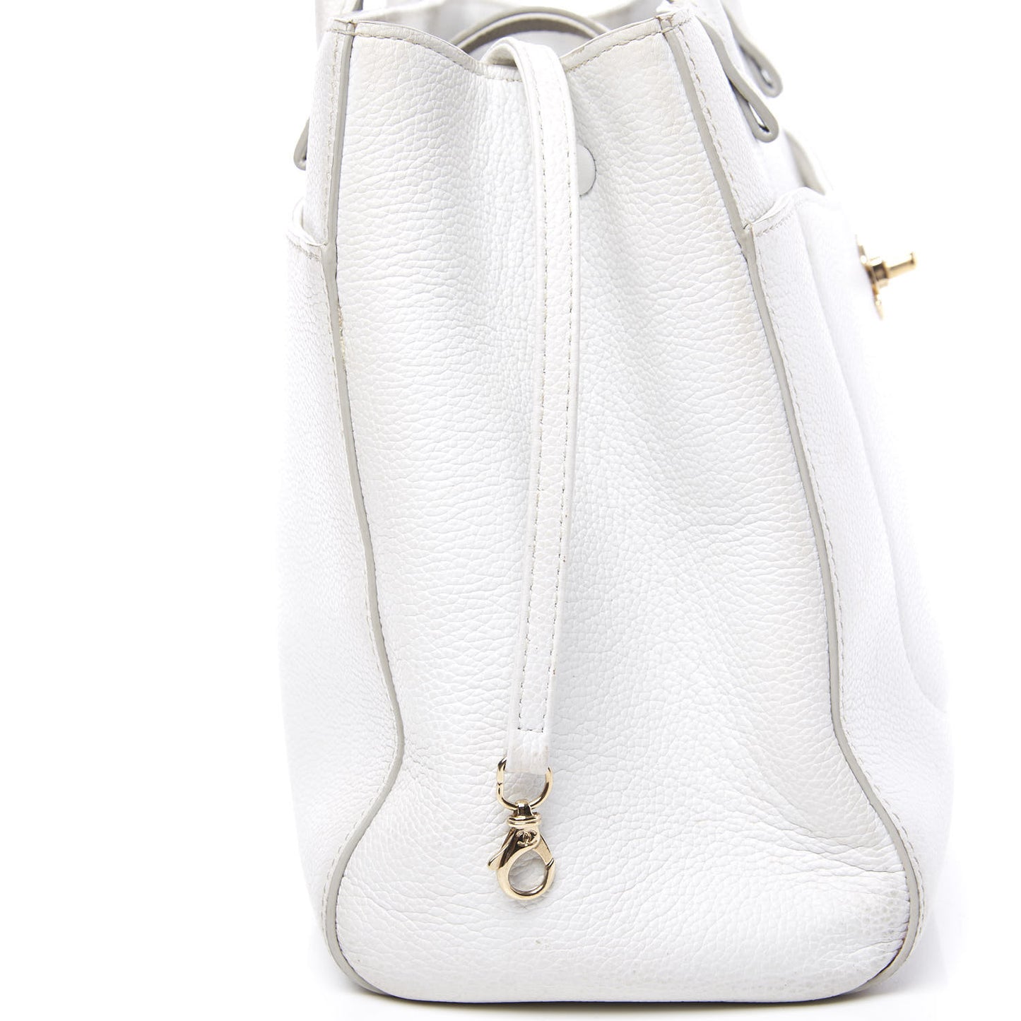 Grained Calfskin Small Neo Executive Shopper Tote White