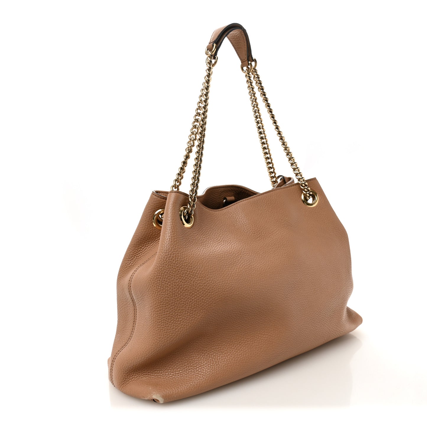 Pebbled Calfskin Medium Soho Chain Shoulder Bag Camelia