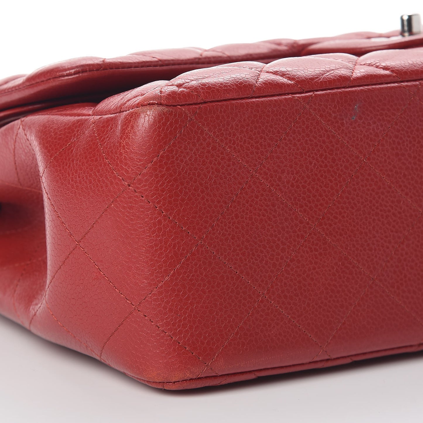 Caviar Quilted Jumbo Double Flap Red