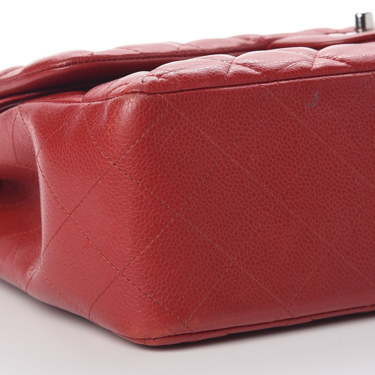 Chanel Caviar Quilted Jumbo Double Flap Red 10 of 12