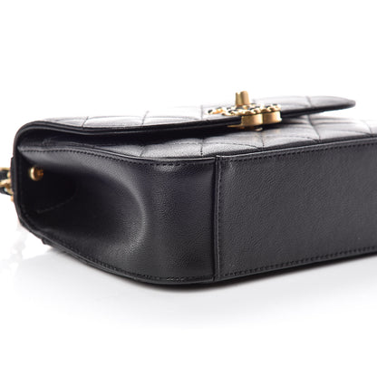 Chanel Lambskin Quilted Small Chain Infinity Top Handle Flap Black 5 of 10