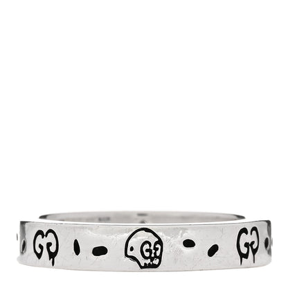 Gucci Sterling Silver GucciGhost Hamlet Skull Narrow Ring 58 8.5 1 of 4