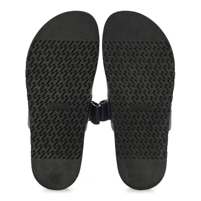 Hermes Epsom Mens Chypre Sandals 44.5 Black Bleu Céleste 6 of 10