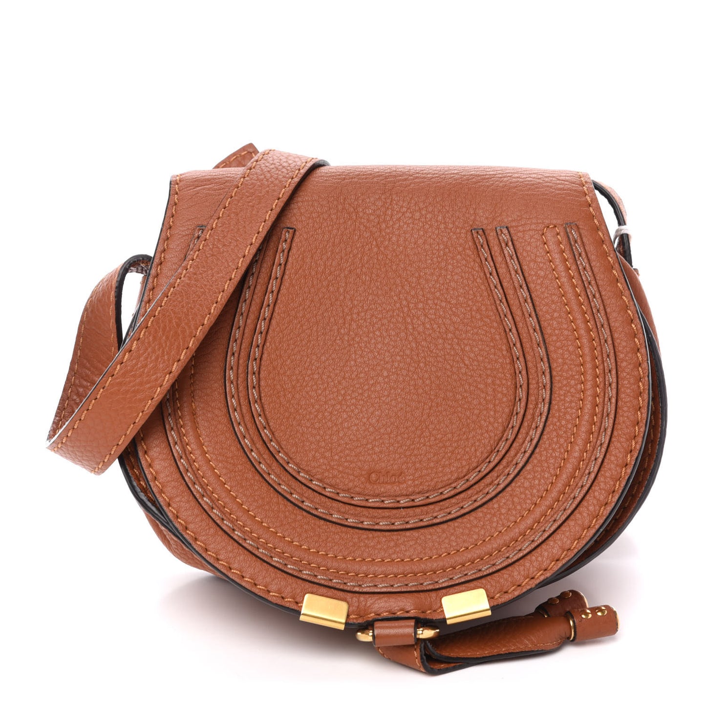 Calfskin Mini Marcie Round Crossbody Bag Tan
