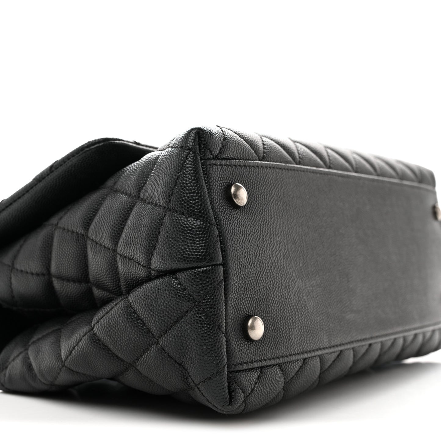 Caviar Lizard Embossed Quilted Small Coco Handle Flap Black