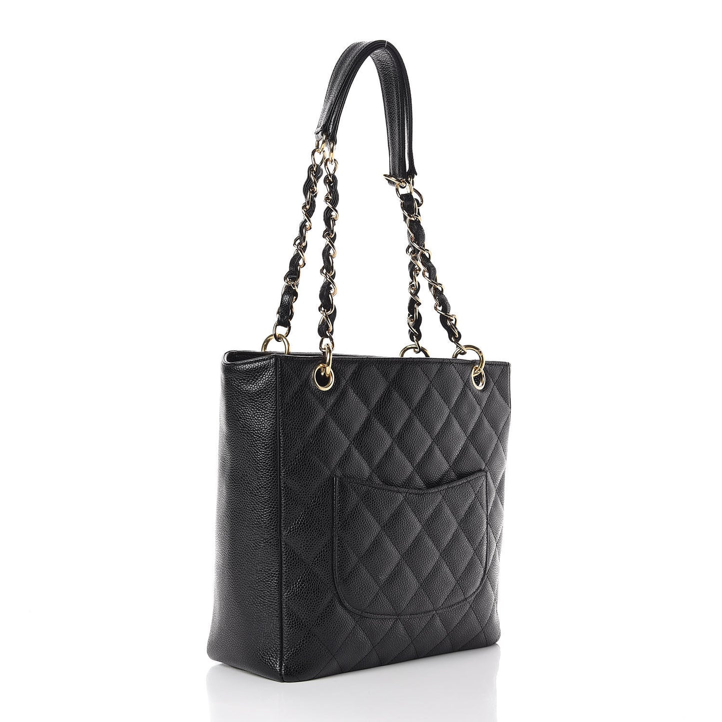 Caviar Quilted Petit Shopping Tote PST Black
